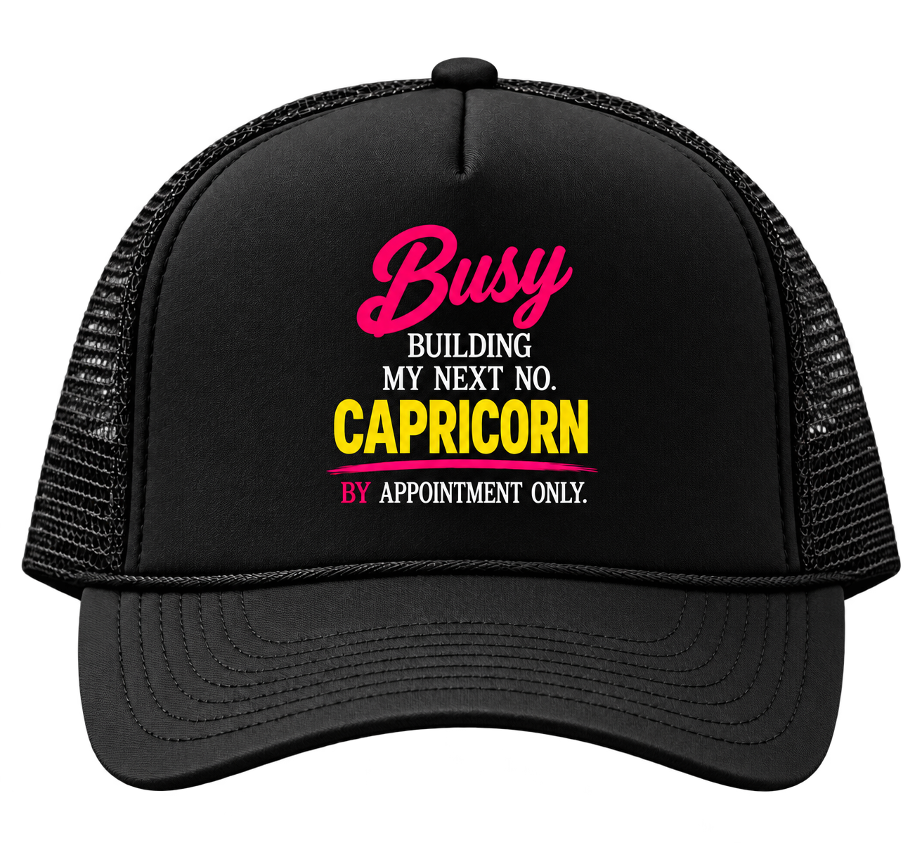 Capricorn black trucker hat