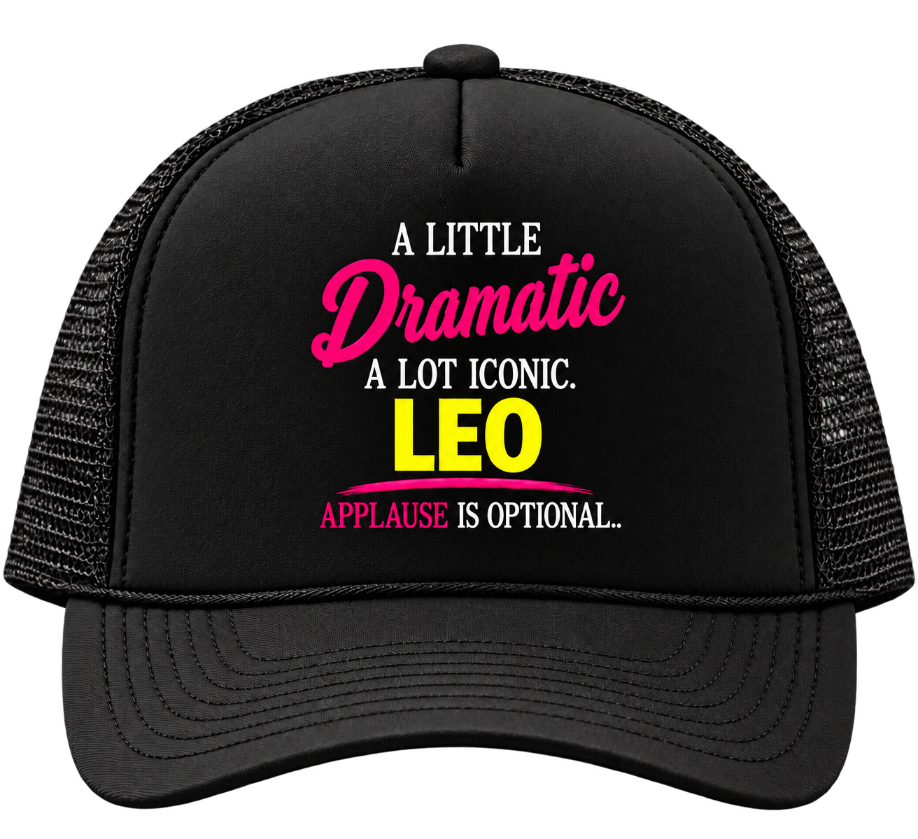 Leo black trucker hat