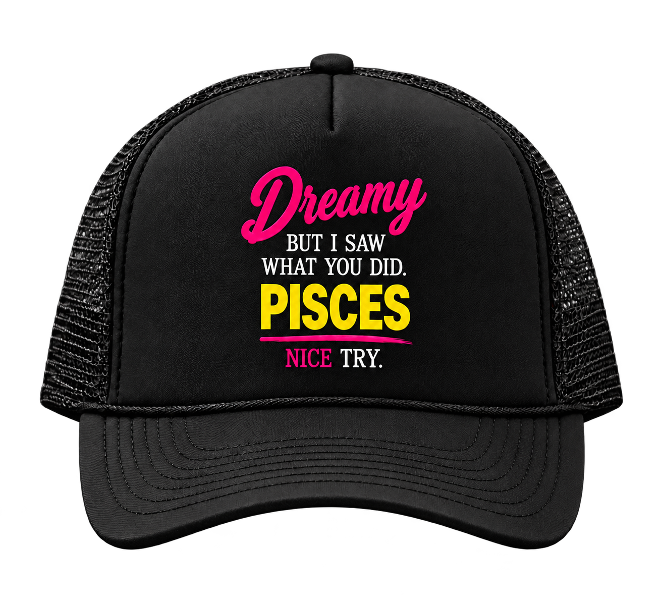Pisces black trucker hat
