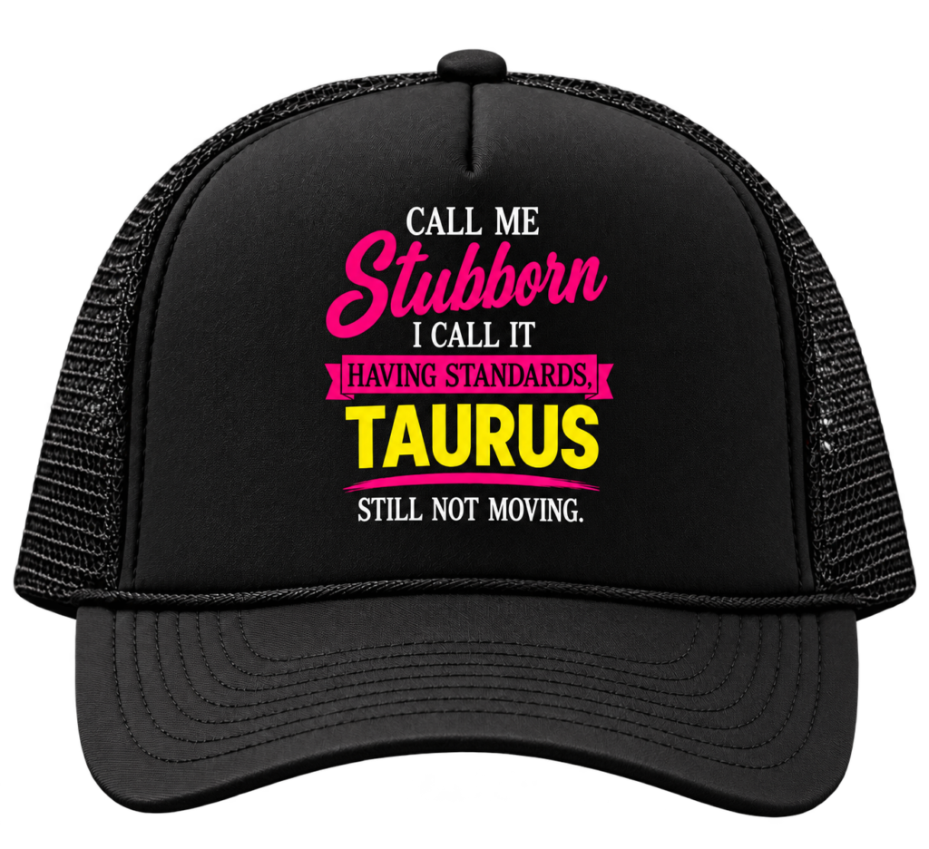 taurus black trucker hat on transparent background